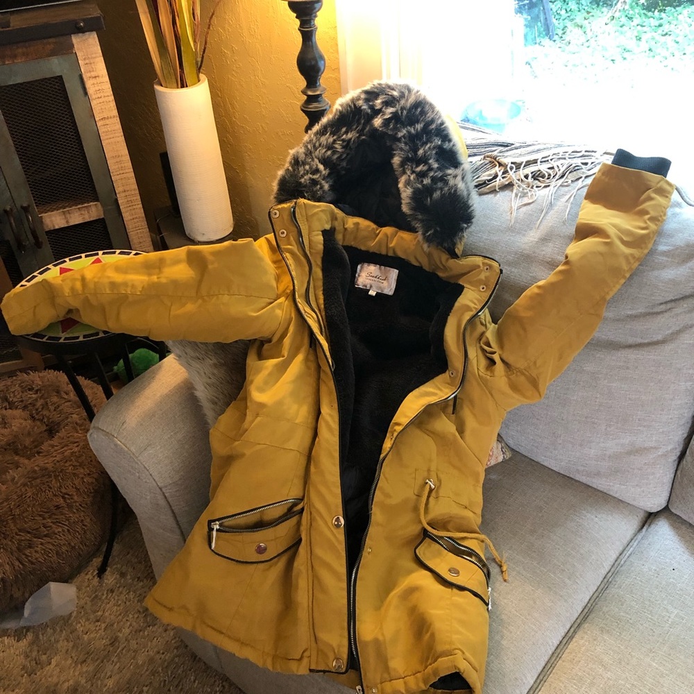 Furry hooded coat